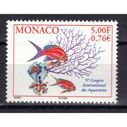 Monaco 2000 : 5è Congrès International Des Aquariums : Poissons, Coraux - Timbre 5 F. Multicolore Neuf **