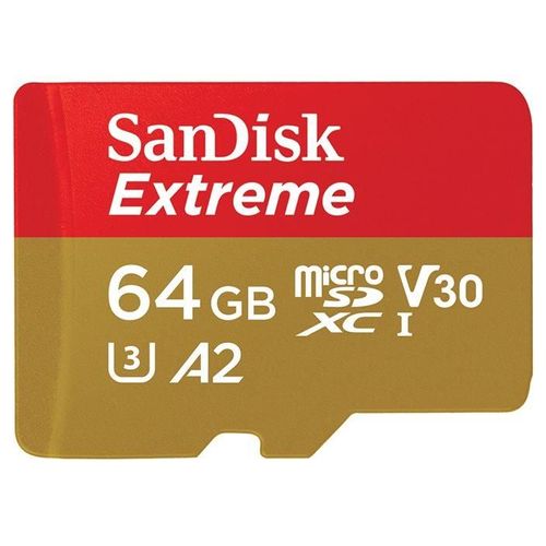 SanDisk Extreme - Carte mémoire flash - 64 Go - A2 / Video Class V30 / UHS-I U3 / Class10 - microSDXC UHS-I