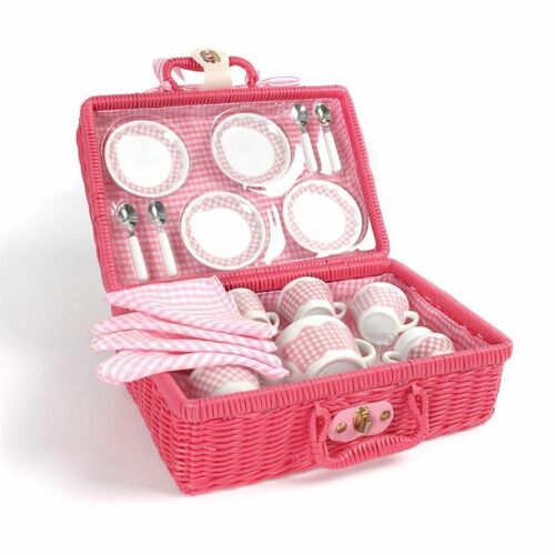 Vaisselle Pique-Nique Tidlo En Panier Rose