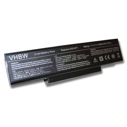 Batterie Li-Ion 6600mah 11.1v Noire Pour Asus N71j Etc. Remplace 70-Nx01b1000z, 70-Nxh1b1000z, 70-Nzy1b1000z 70-Nzyb1000z, A32-K72, A32-N71