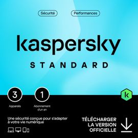 Kaspersky Standard - Multidevice 3 App 1 An - Pc Mac Android Ios - Edition Française Licence Officielle Par Mail - Esd