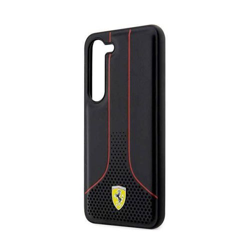 Coque pour Galaxy S23 Design Perforé et Luxueux Ferrari Noir