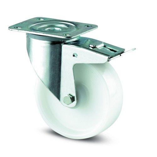 Roulette pivotante à blocage total - polyamide - à platine - ø 100 mm - Alpha TENTE