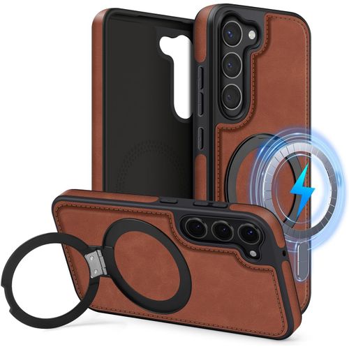 Tianyi-Coque En Cuir Avec Support Pour Samsung Galaxy S23 6,1 Pouces, Étui En Cuir Magnétique Compatible Avec Magsafe/Chargeur Sans Fil, Housse Fin Classique Et Élégant (Marron)