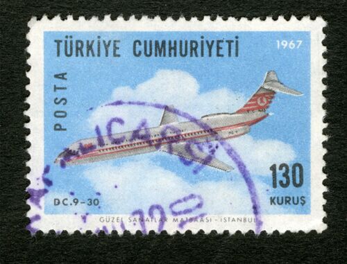 Timbre Oblitéré Turkiye Cumhuriyeti, 1967, Posta, Dc 9-30, 130 Kurus