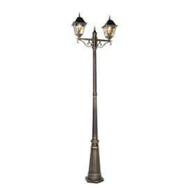 Qazqa Classique/Antique Vintage Buiten Lantaarn Brons 220 Cm 2-Lichts - Antigua Aluminium /Verre Bronze Oblongue / Extã©Rieur / Jardin / Luminaire / Lumiere / ÃClairage E27 Max. 2 X 15 Watt