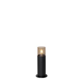 Qazqa Moderne Staande Buitenlamp Zwart Met Smoke Kap Wit 30 Cm Ip44 - Odense Aluminium /Plastique Gris,Noir Oblongue / Extã©Rieur / Jardin / Luminaire / Lumiere / ÃClairage E27 Max. 1 X 15...