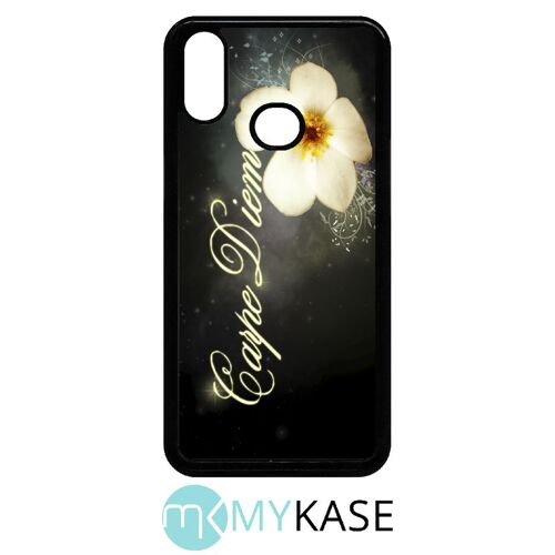 Coque pour galaxy a10s - carpe diem fleur - noir