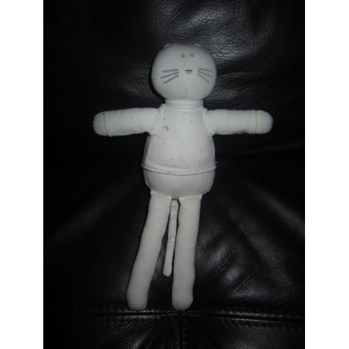 Doudou Chat Blanc Petit Bateau T Shirt Lune Argent Et Étoile Bleu