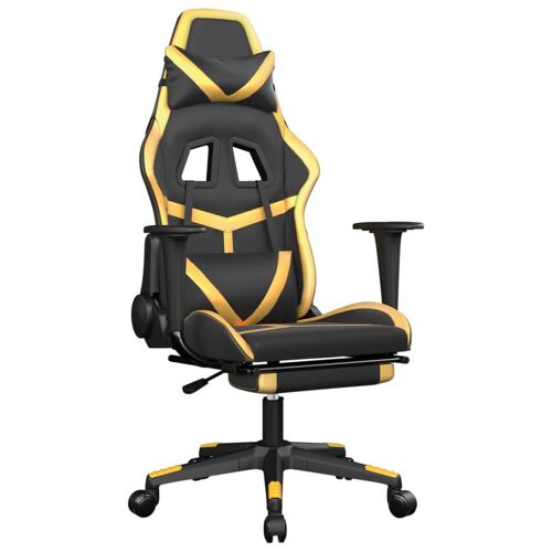 vidaXL Chaise de jeu de massage avec repose-pied Noir&Doré Similicuir