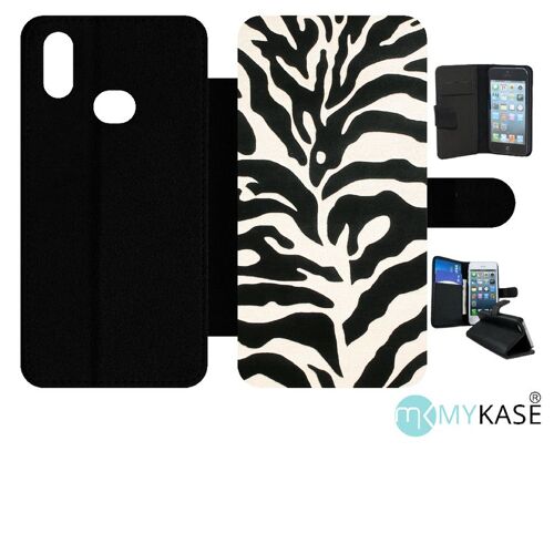 Etui À Rabat Pour Galaxy A10s - Zebré - Simili-Cuir - Noir