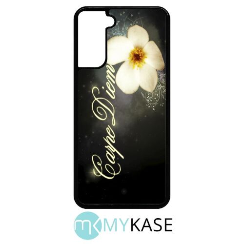 Coque pour galaxy s21+ 5g - carpe diem fleur - noir