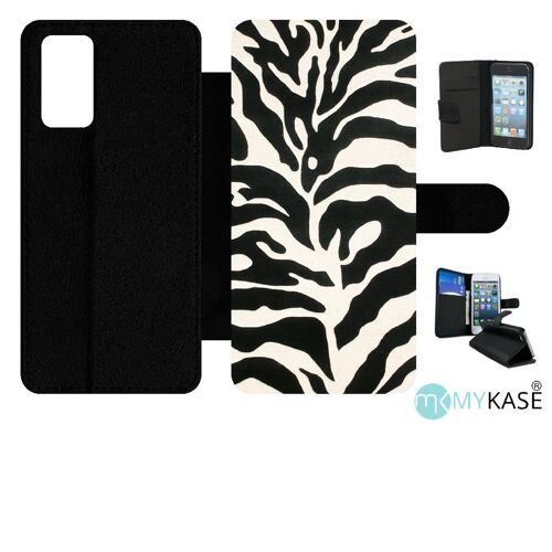 Etui À Rabat Pour Galaxy Note20 5g - Zebré - Simili-Cuir - Noir