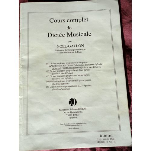 Cours Complet De Dictée Musicale