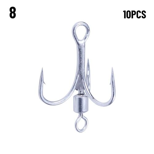 Triple Hameçon De Pêche En Acier À Haute Teneur En Carbone Renforcé, Vibration Rotative À Paillettes, Barbe, Matériel Pour L'eau De Mer Douce, 10 Pièces