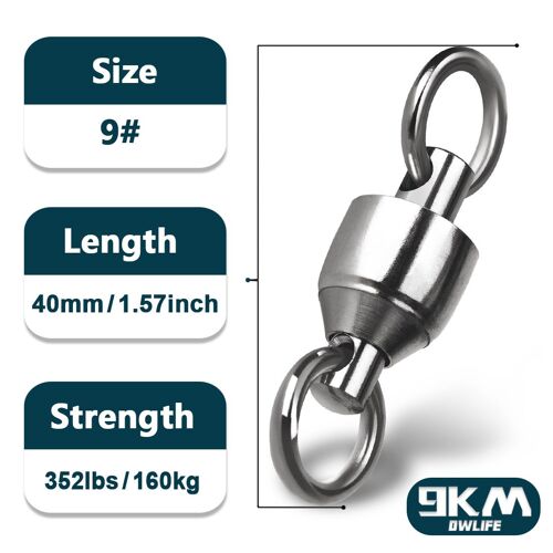 50 Pcs - Size9 (352 Lb 40 Mm) - Lot Roulements À Billes Pivotants Anneaux Solides Connecteur De Pêche En Acier Inoxydable Pêche En Eau Douce Et Salée Leurre À La Traîne