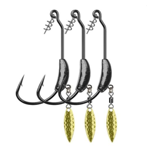Hook 3g Total 5.7 G - Cuillère En Or Noir - Lot D'appâts De Pêche Souples En Acier Au Carbone, Avec Tête De Gabarit, Avec Cuillère À Hochet, 3 Pièces