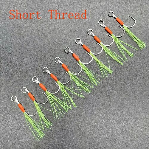 Mélanger 8 10 12 14 16 - Ou Court 100pc - Leurre De Pêche En Acier Au Carbone Avec Crochet'assistance, Gabarits De Coulée De Poisson À Jigging Lent, Crochets De Gabarit Simples Barbelés, Plume De Fil, 100 Pièces Par Lot