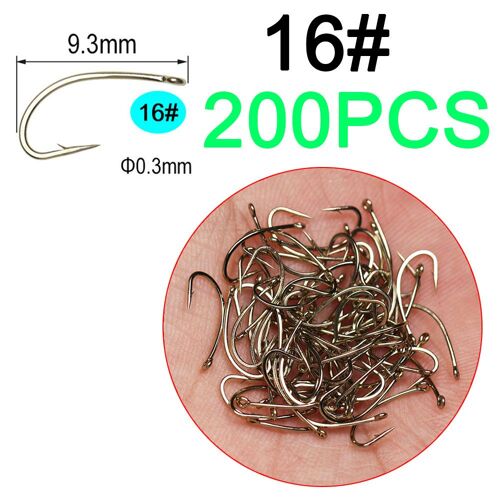 200 Pcs Taille 16 - Icerio-Leurre De Pêche En Acier À Haute Teneur En Carbone, Nymphes, Éraflures, Moucherons, Caddis, Mouches, Crochet Pour Attacher La Truite, Le Bar, La Perche