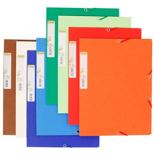 Exacompta Lot De 25 Chemises 3 Rabats Élastique Forever Carte Recyclée Bicolore 380g Coloris Assortis