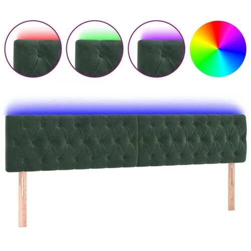 vidaXL Tête de lit à LED Vert foncé 200x7x78/88 cm Velours