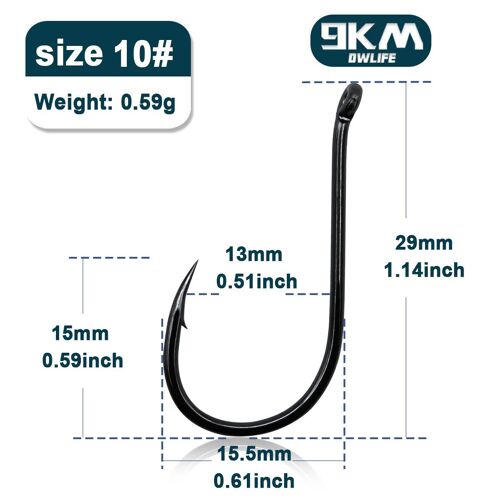 100 Pcs - Taille-10 Gap-13 Mm - Hameçons De Pêche En Acier À Haute Teneur En Carbone, 9km, Crochets En Forme De Bec De Poulpe, Carpe, Accessoires De Pêche Sur Glace