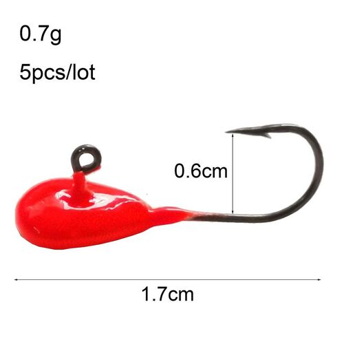 0.7 G-Rouge - Mini Crochet Barbelé À Tête De Gabarit Résolution, Leurre Souple, Hameçons De Pêche Sur Glace'hiver, Matériel De Pêche, 5 Pièces Par Lot