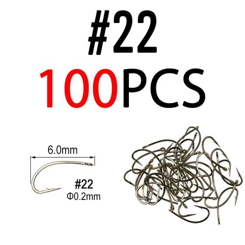 100pcs Taille 22 - Hameçons De Pêche À La Mouche, 100 Pièces, Nymphe, Moucherons, Caddis