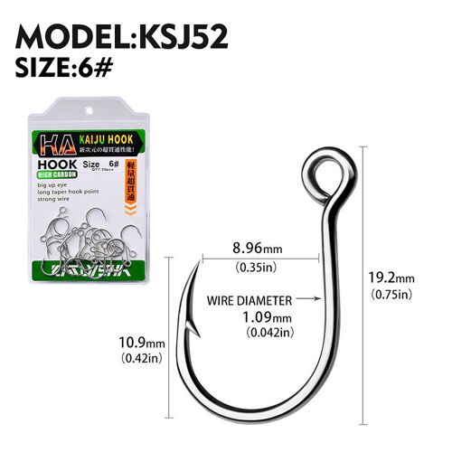 Taille 6-20pcs - Hameçons De Pêche À Gros Yeux, En Acier À Haute Teneur En Carbone, Barbelé Et Pointu, Pour Leurre Pesca
