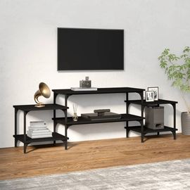 Vidaxl Meuble Tv Noir 157x35x52 Cm Bois D'ingénierie