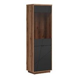 Vitrine 2 Portes Sven Noir Et Bois