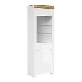 Vitrine 2 Portes Hella Blanc Et Bois