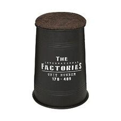 Pouf Bidon Avec Coffre De Rangement En Métal Noir Style Industriel