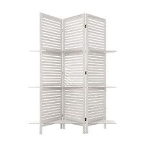 Paravent original avec 3 Étagères  Bois blanc H 170 cm