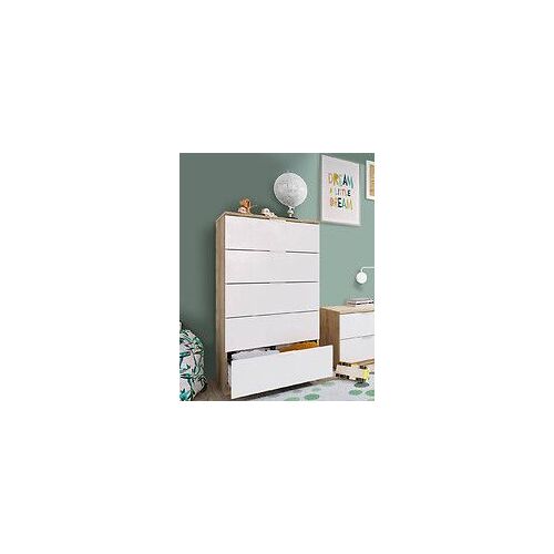 Commode à cinq tiroirs, couleur blanche, 60 x 110 x 40 cm