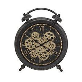 Horloge à poser en noir fini patiné esprit vintage H 41 cm