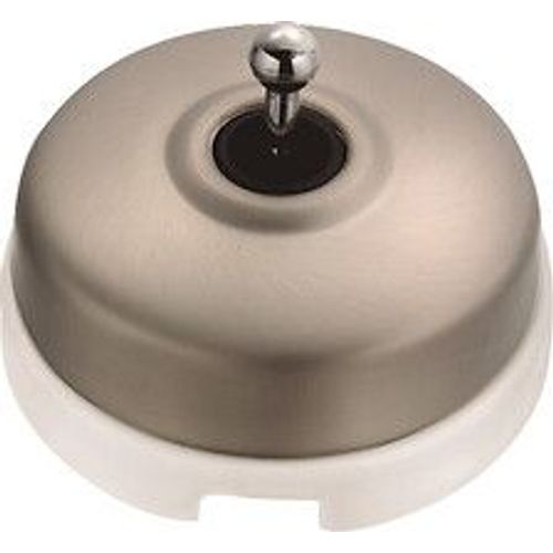 DIMBLER - Interrupteur Va et Vient Porcelaine Blanche Coque Nickel Satiné Réf. 60308513-FONTINI