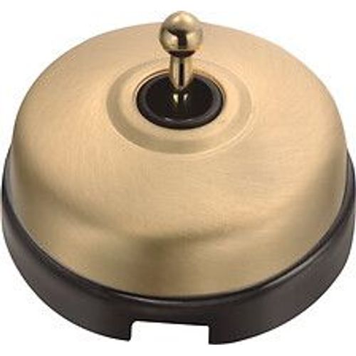 DIMBLER - Interrupteur Va et Vient Porcelaine Noire Coque Dorée Satinée Réf. 60308743-FONTINI