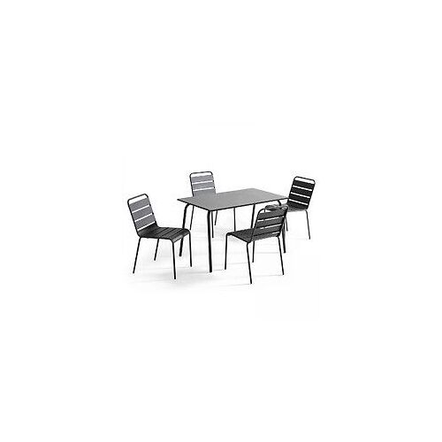 Ensemble Table De Jardin En Métal Et 4 Chaises Anthracite