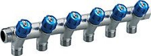 Collecteur Mâle - Femelle 20x27 à Robinetteries Bleues 6 départs 15x21 NOYON et THIEBAULT