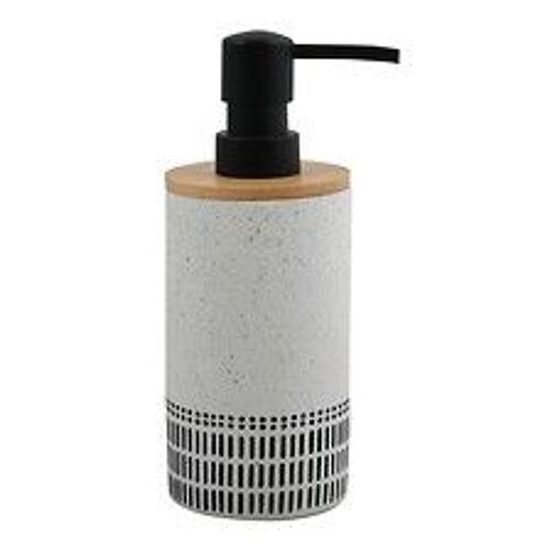 Spirella Distributeur de savon Polyrésine et Bambou YUMA Noir et Blanc