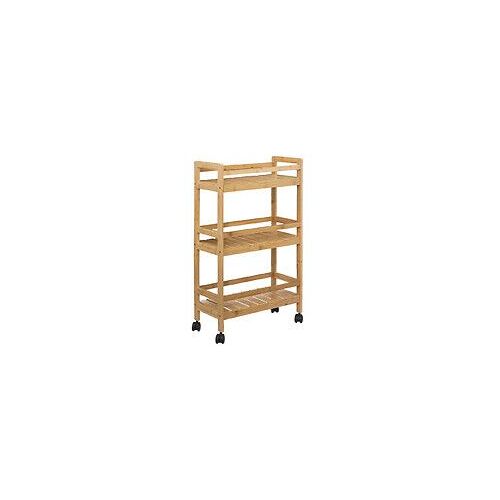 Desserte Roulante 3 Niveaux En Bambou H 80 Cm