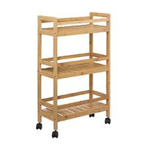 Desserte Roulante 3 Niveaux En Bambou H 80 Cm