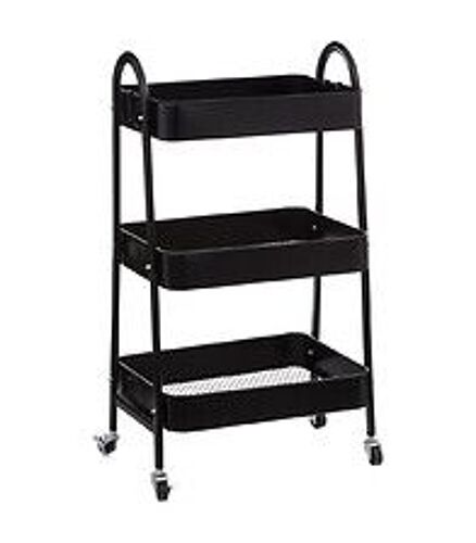 Desserte Roulante 3 Niveaux En Métal Noir H 80 Cm
