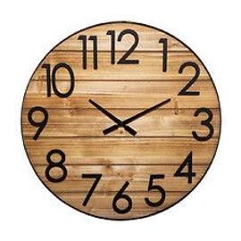 Grande Pendule murale silencieuse en Bois et Métal 3D D 70 cm