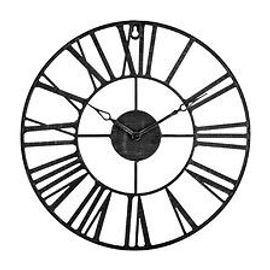 Pendule murale en métal Vintage Industriel noir D 36,5 cm