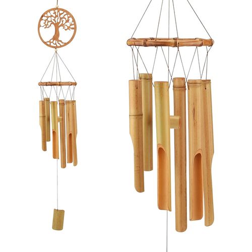 Carillon éolien en bois avec ton profond fait à la main pour le jardin, l'extérieur, la terrasse, la maison et l'intérieur