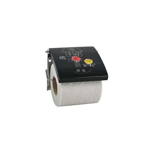 MSV Porte Rouleau Papier Wc Mural MDF et Inox MARELLE Noir
