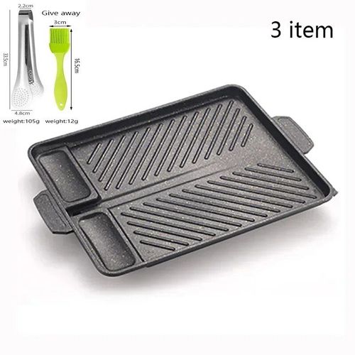 Poêle à griller en pierre Maifan coréenne,3 formes,32cm,antiarina,portable,ménage,barbecue extérieur,plaque,sans fumée,escalade en aluminium,chaud - Type Rectangle B #A