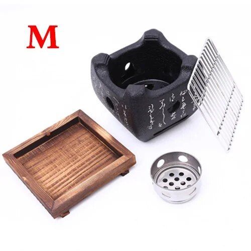 Mini Barbecue Carré en Acier Inoxydable 304,Grilles Simples à Mailles Coréennes,Filet Antiadhésif,pour Charbon de Bois,T1 - Type stove02